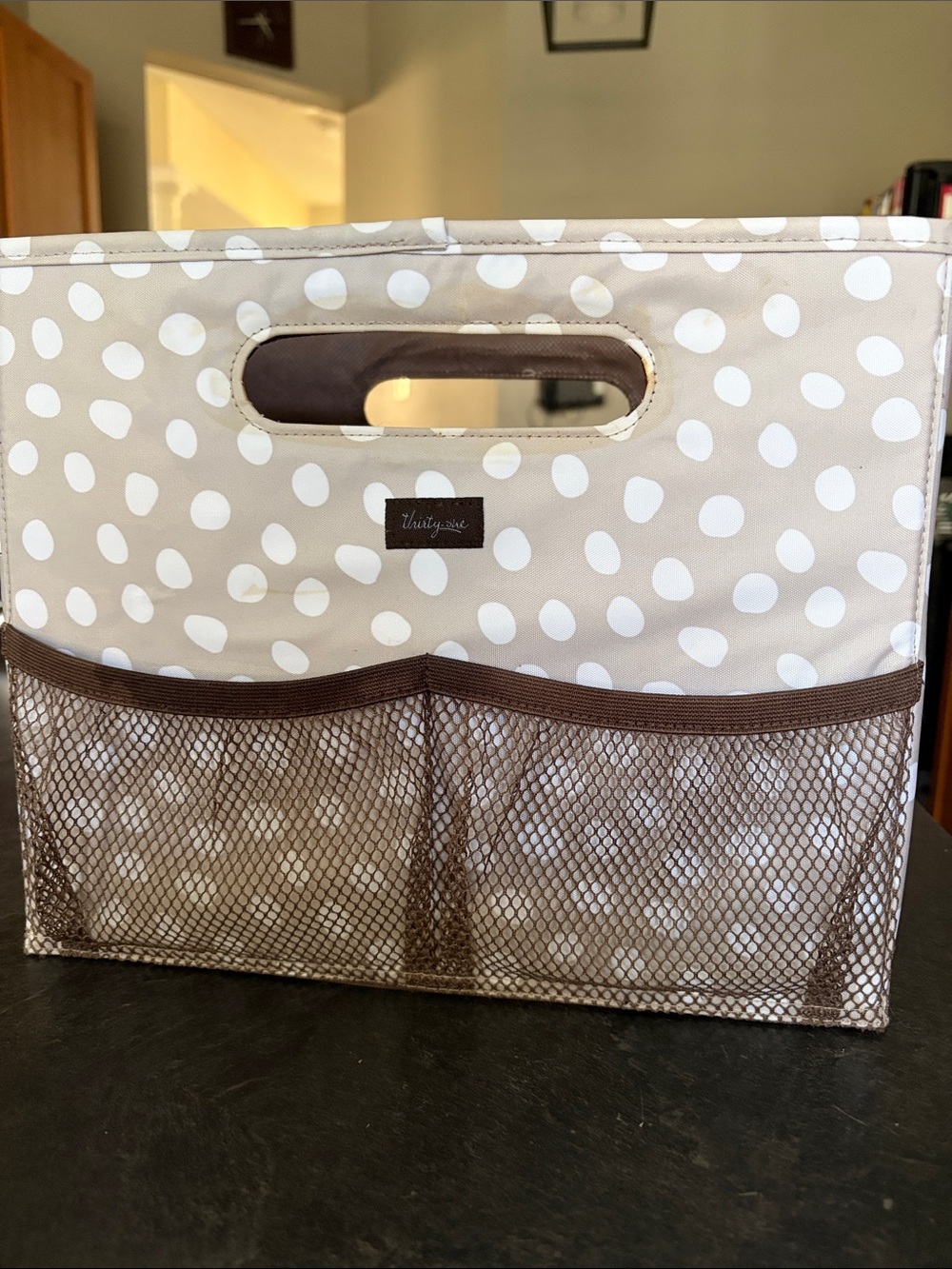Thirty-one Fold ‘n File - Taupe with White Dot Fabric Storage